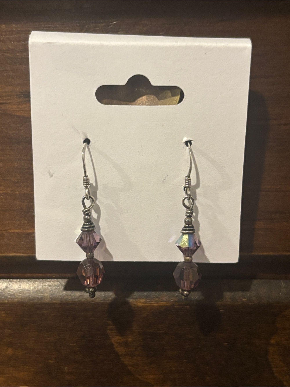 Sterling silver purple beaded dangle earrings